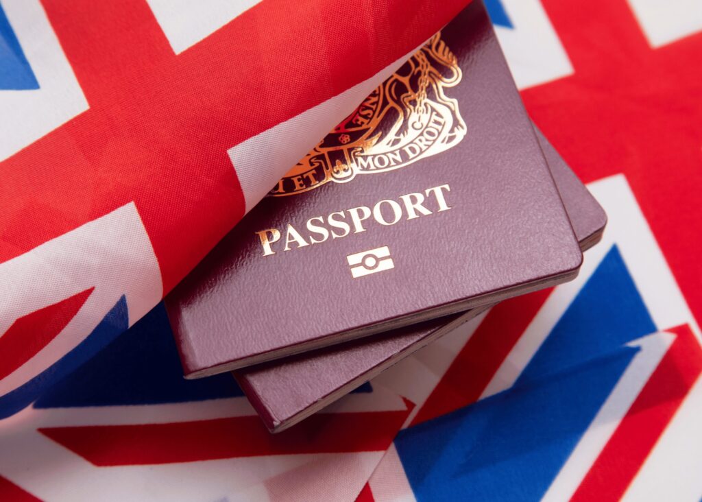 passport and the Australian flag flat lay.