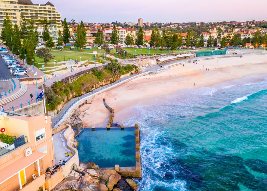 drone shot of Bondi Beach